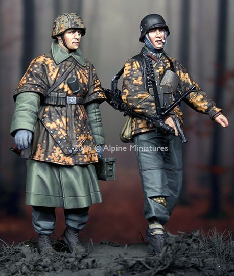 アルパインミニチュア 1/35 WWII ドイツ 武装親衛隊歩兵 ハンセン戦闘団 バルジの戦い 2体セット レジン製フィギュア AM35213