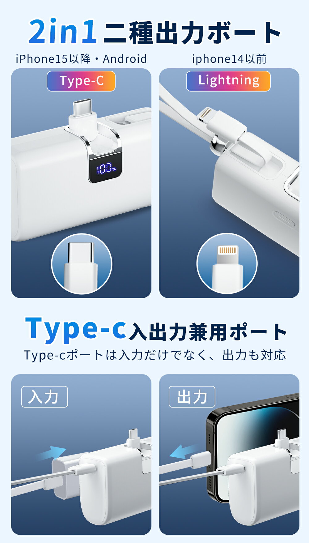 【⭐先着半額1980円★NEWモデル登場】モバイルバッテリー 軽量 小型 8000mAh 20000ma...