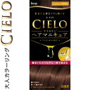 シエロ オイルインヘアマニキュア シャイニーブラウン 100g+3g+10g *ホーユー/髪色に上質なツヤと潤いを与える/ジェルが髪に密着/一度でしっかり染まる/色持ち約1ヶ月/塗りやすい!クシ一体型の簡単ワンプッシュボトル/一般的なヘアカラーでかぶれる方にも