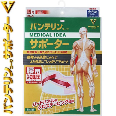 バンテリンコーワ サポーター しっかり加圧タイプ 腰用 パステルピンク 大きめ Lサイズ(へそ周り 