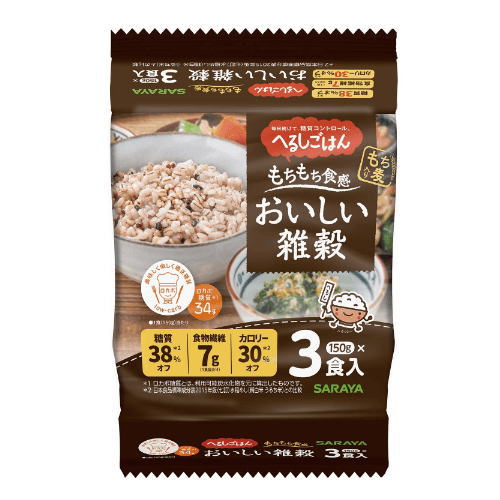 へるしごはん おいしい雑穀 150g×3食入 *サラヤ/白米と雑穀のみで低糖質を実現/成人女性の1日あたり推奨摂取量1/3以上の食物繊維量7g/雑穀/おいしさ/もちもち食感/もち麦/プチプチ食感/丸麦/赤米/ダイエット バランス栄養食 ごはん ご飯 へるしごはん おいしい雑穀 150g×3食入 *サラヤ/白米と雑穀のみで低糖質を実現/成人女性の1日あたり推奨摂取量1/3以上の食物繊維量7g/雑穀/おいしさ/もちもち食感/もち麦/プチプチ食感/丸麦/赤米/ダイエット バランス栄養食 ごはん ご飯