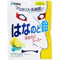 はなのど飴 60g×10袋 *浅田飴/強力メントールで爽快!/鼻と喉がスースー/メントールレモン味がさわやかな美味しいキャンデー/プロポリス/乳酸菌/ビタミンC/気分をスッキリさせたい時/花粉・かぜの季節に