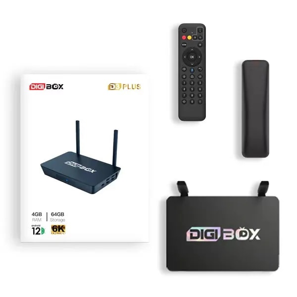 DIGIBOX D3 Plus スマートTVボックス Android TV Box 4GB+64GB 6K HDR 対応 デュアルWiFi & Bluetooth 高性能メディアプレーヤー リモコン付き 日本語対応 メーカー保証1年 【送料無料】のサムネイル