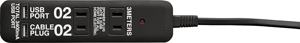 003312 CABLE PLUG_02&USB PORT_02 ブラック ケーブルプラグ 2個口 & USBポート 2個口 BRID