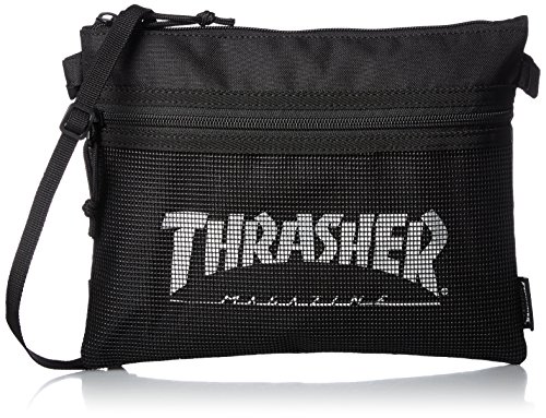 スラッシャー サコッシュ メンズ [スラッシャー] [ユニセックス] ショルダーバッグ (メッシュポケット)[ THRSG114 / Shoulder Bag ] おしゃれ サコッシュ ブラック×ホワイト