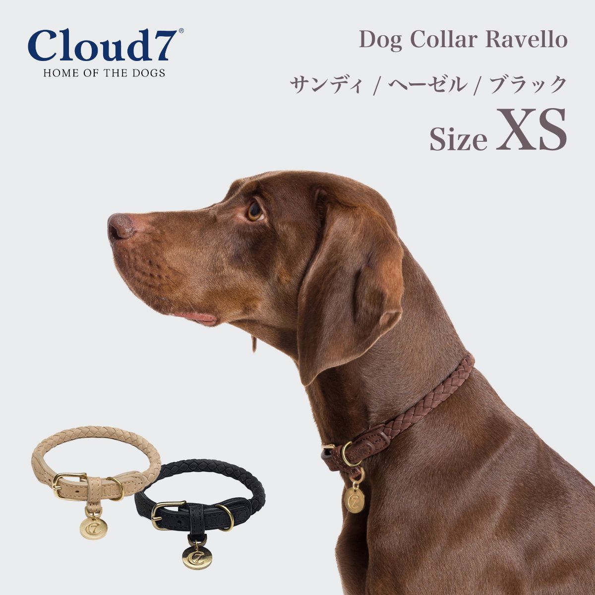 首輪 犬用 革 Cloud7 クラウド7 カラー ラヴェッロ ヘーゼル/ブラック/サンディ XSサイズ Dog Collar Ravello Hazel/Black/Sandy 海外直輸入