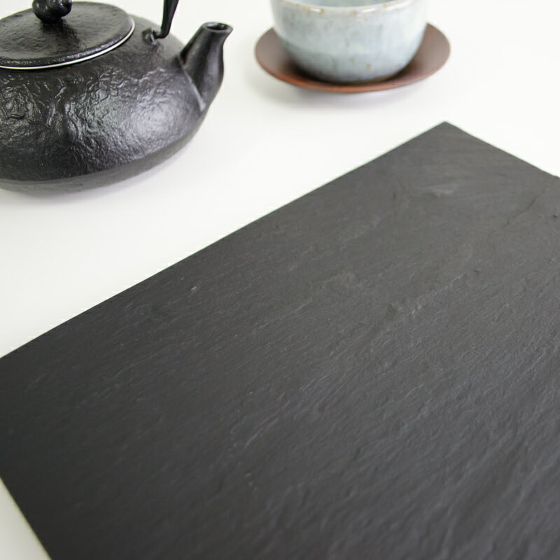 雄勝石 黒い玄昌石・角皿24cm　お祝い 【ラッピング無料対象商品】のサムネイル