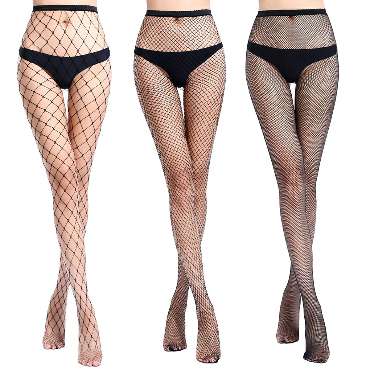 【お得!3足セット】網タイツ 網 ストッキング 網 タイツ パンスト プレゼントにも 3枚セット ぐい〜ん と 伸びる S〜LLサイズまで対応 編み目3種類 大...