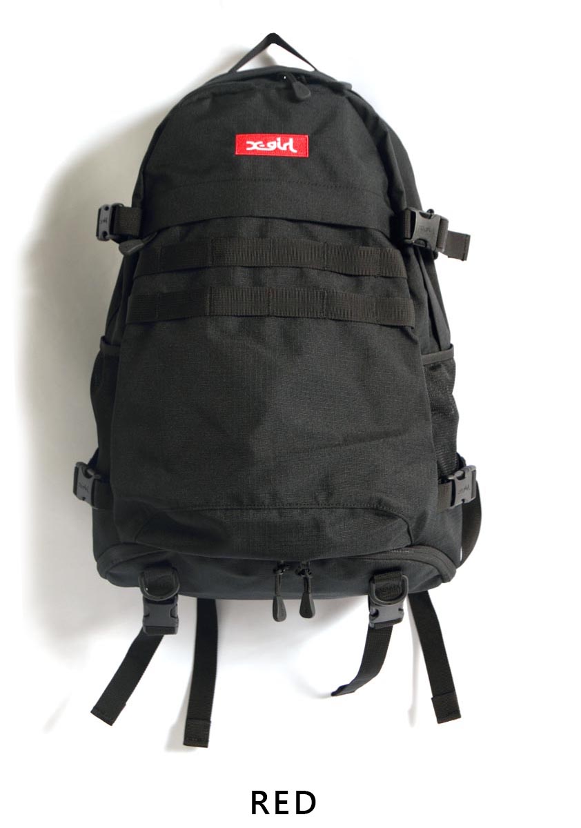 【クーポン対象！9/4PM20時〜9/11AM1:59】グッズ/X-girl/エックスガール/MILLS LOGO ADVENTURE DAYPACK/バックパック/リュック/ボックスロゴ/品番：105215053001