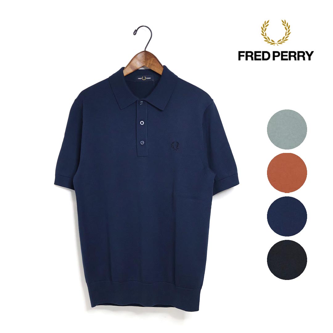 レディース メンズ FRED PERRY フレッドペリー Cotton Knitted Polo Shirt ニット ポロシャツ 品番:K9725