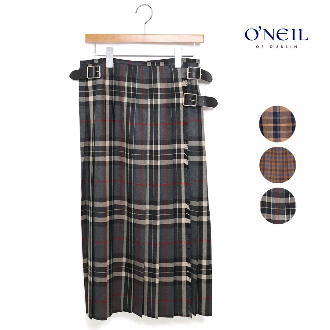 レディース O'NEIL OF DUBLIN オニールオブダブリン ウールプリーツラップスカート 品番：NOD0853