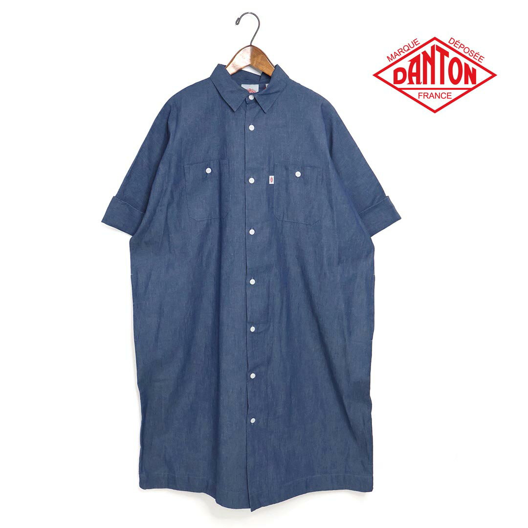 *レディース DANTON ダントン シャンブレーワークシャツワンピース 品番:DT-G0091SCA【クーポン対象外】