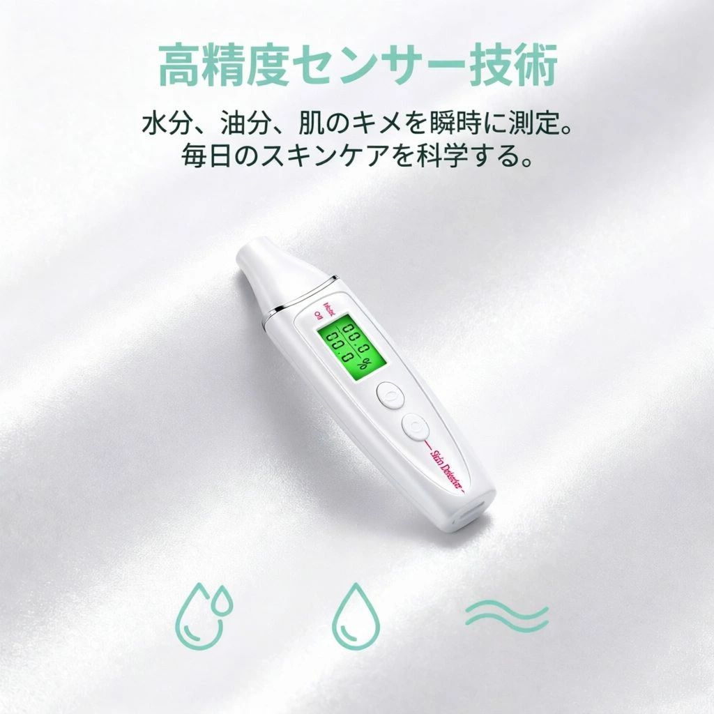 スキンチェッカー 水分チェッカー 肌診断 肌測定 数秒で水分量 油分 ハリ 弾力 乾燥対策 化粧前 チェック 肌質測定 美容グッズ 肌診断 ギフト プレゼント コンパクト うるおい フェイシャルスキンテスターペン 母の日 プレゼント ランキング 単4電池2本3V（別売）