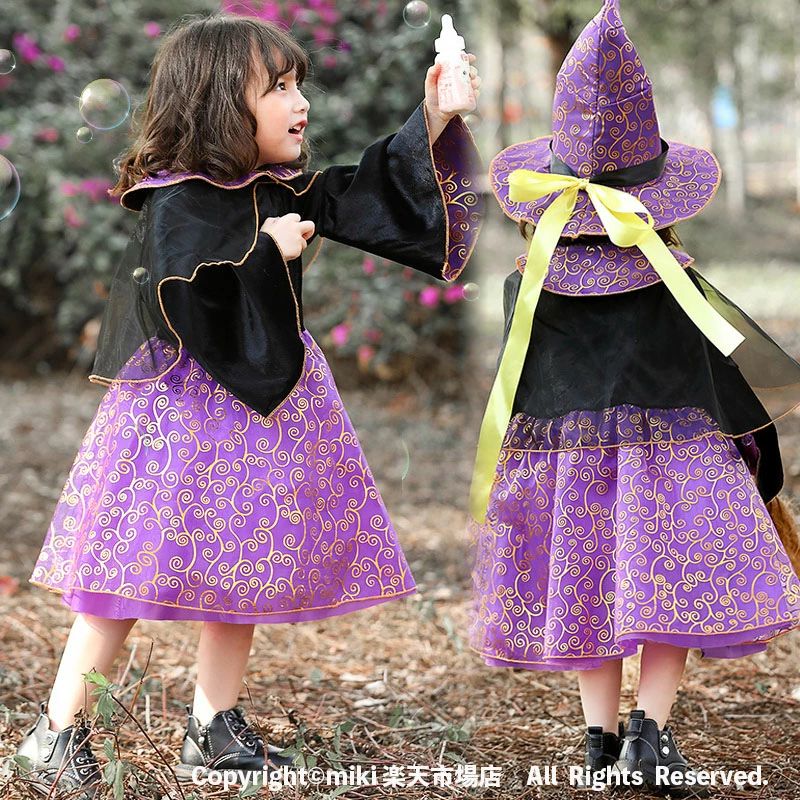 乐天商城 - 送料無料 ハロウィン コスプレ 女の子 衣装 魔女 子供 コスプレ 仮装 キッズ スカート コスチューム 子供 洋服 ワンピース Halloween 姫系 カラフルドレス 変装 魔法使い キッズ 子どもドレス 女の子 悪魔 cosplay 演出服