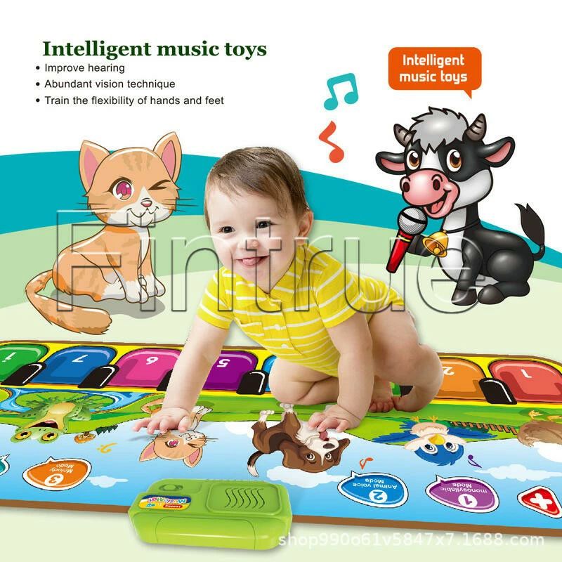 子供 音楽カーペットミュージックマットピアノマット おもちゃ ピアノ 10鍵盤 8種...
