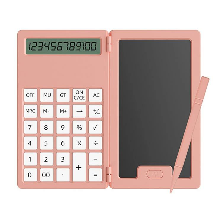 Startlineの電子メモパッド付きポータブル電卓 電卓 電子メモ かわいい デジタルメモ ミニ コンパクト ミニ電卓 コンパクト電卓 ペン タッチペン 専用ペン付き 携帯 携帯電卓 軽量シリコン シリコンテンキー 静音 収納タッチペン 収納 会議 電話 便利 エコ｜アングル2
