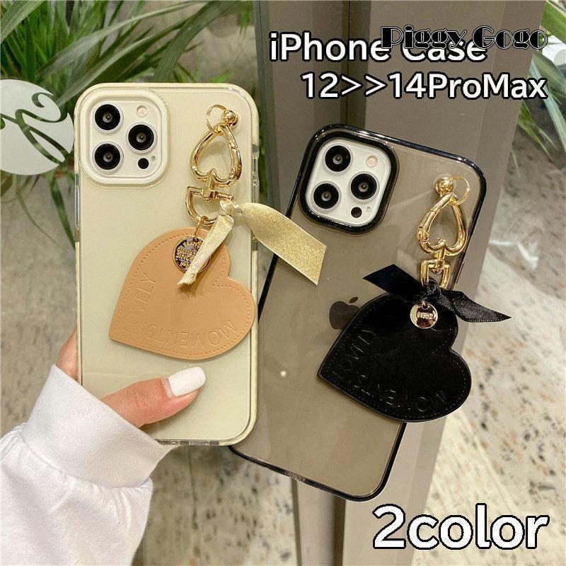 乐天商城 - スマホケース スマホカバー iPhone 12 12Pro 12ProMax 13 14 ハート チャーム 透明 クリア スケルトン 縁取り リム お