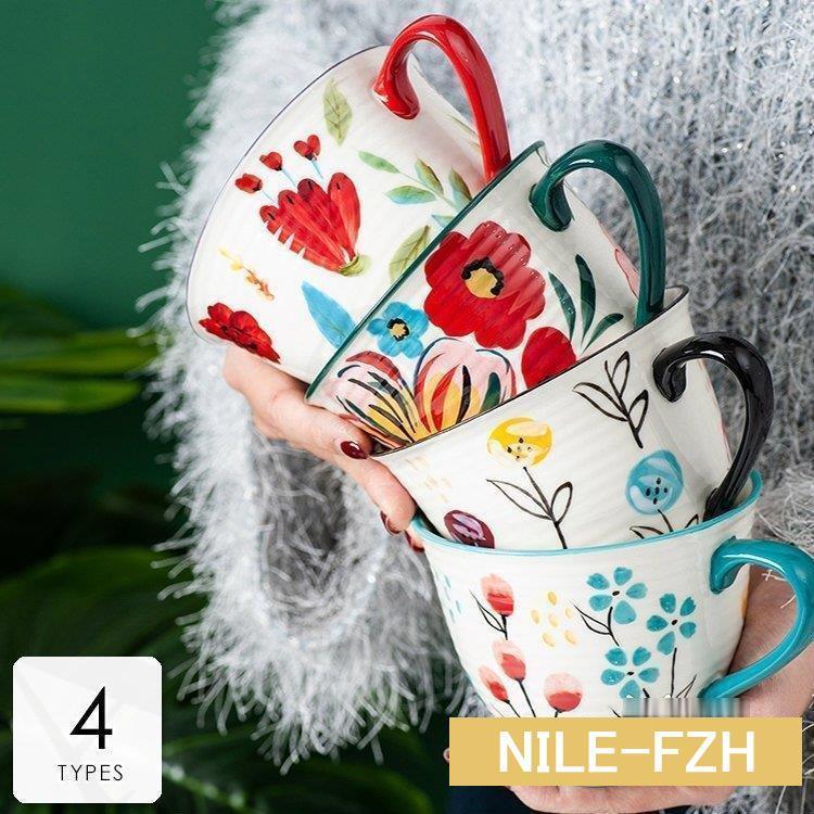 乐天商城 - キッチン用品 食器 お茶用品 マグカップ ティーカップ コーヒーカップ 花柄 カップ カラフル 来客用 ホワイト ギフト