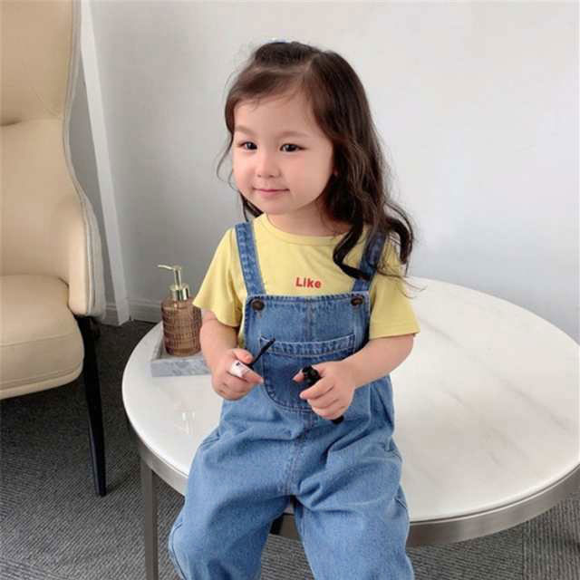 Startlineのキッズ デニム オーバーオール 子供 サロペット デニム 綿 ジーンズ 男の子 女の子 デニムサロペット オールインワン 子供服 ベビー服 秋 冬 春 夏 ジュニア つなぎ 無地 シンプル かわいい おしゃれ 子ども服 こども用 ロングパンツ 80 90 100 110 120 130cm｜アングル3