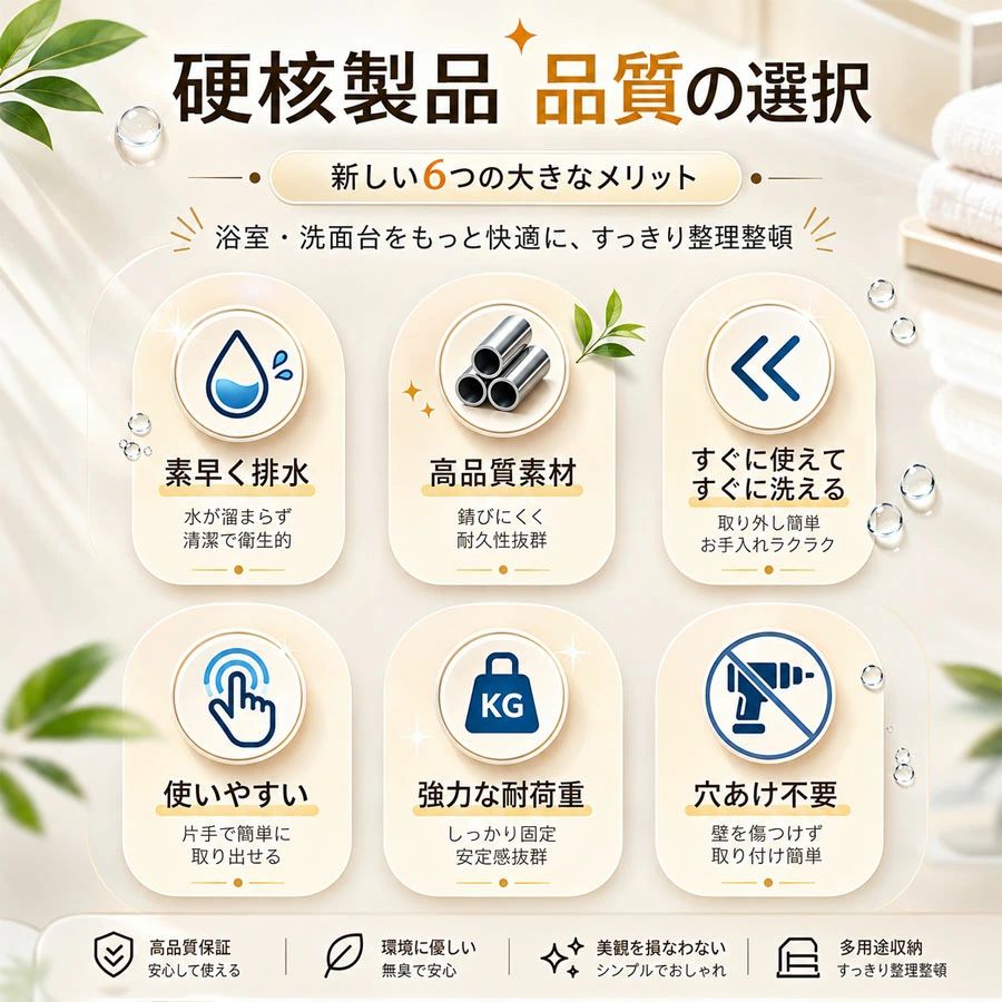 蛇口ラック 収納ラック大容量 自立式 置き棚 洗面台 U型設計 水切りトレー バスル...
