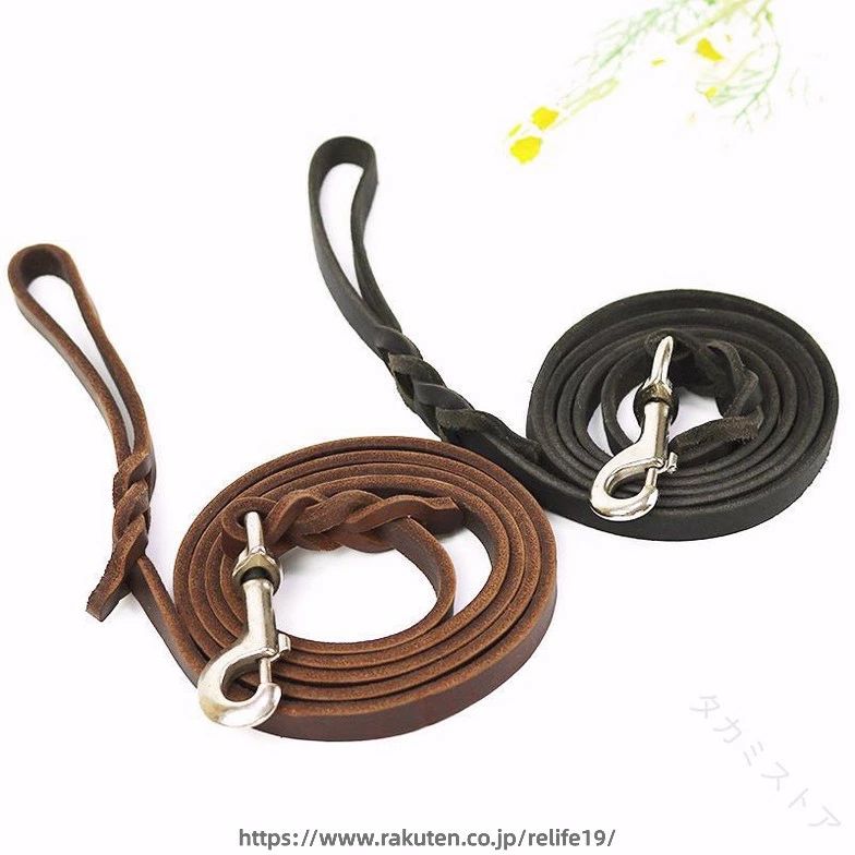 樂天商城 - リード オイルレザー 本革製 ペット用品 犬用 ジャーマンシェパード 牧羊犬 大型犬 訓練 散歩 競技 しつけ用 高耐久 頑丈 プロ仕様 ダークブラウン ブラック 引き紐 牽引紐 革製 リード