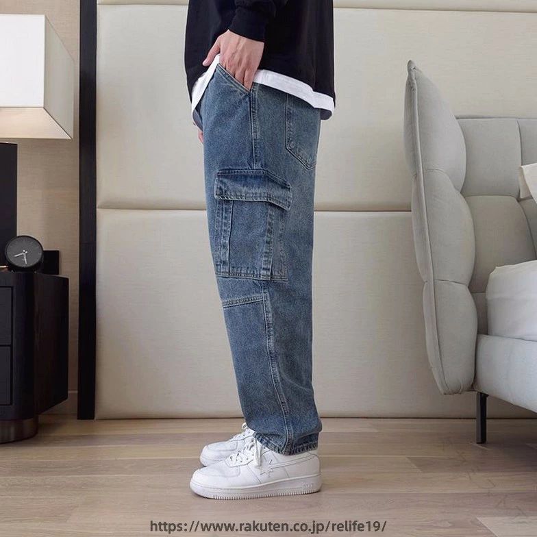 Rakuten - パンツ メンズ 大きいサイズ おしゃれ ワイド ストレート デニム カジュアル 秋 ゆったり ズボン ボトムス ファッション 伸縮性 通気性 快適 普段着 作業着 仕事着 男性用 紳士用 トレン