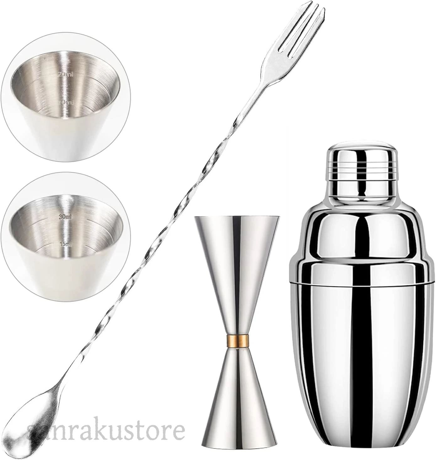 カクテルシェーカーセットバーテンダー ジガー 計量カップ メジャーカップ カクテル マドラー 30cm バースプーン 30ml/45ml メジャーカップ 3点セット 目盛り付き ジガーカッププレゼントギフト お酒 ハイボール