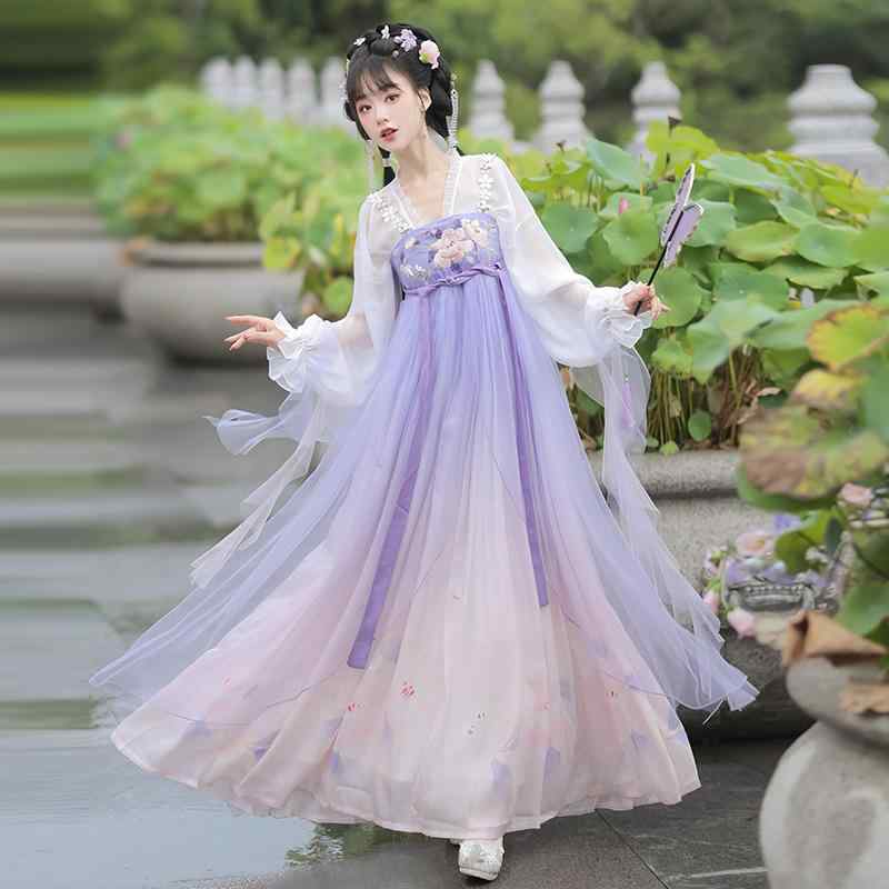 樂天商城 - 漢服 レディース 襦裙 斉胸襦裙 改良漢服 スカート ス ショール セットアップ 古装 唐装 中国風 チャイナ風 ピンク かわいい フェミニン エレガント コスプレ 伝統衣装 ステージ衣装 撮影用 普段着 パーティー イベント 春夏秋冬