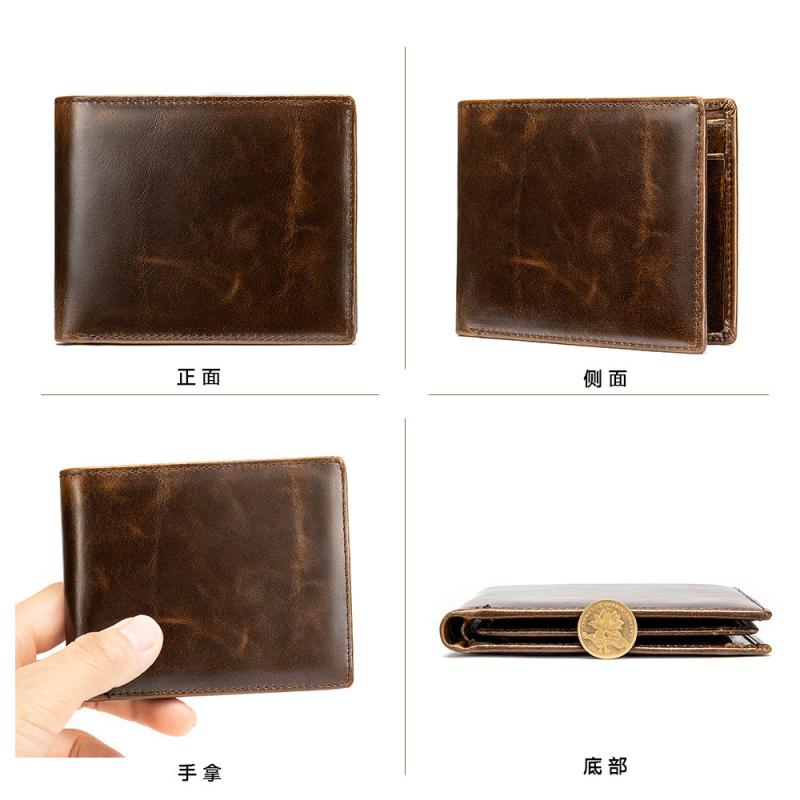 樂天商城 - 財布 メンズ 二つ折り財布 本革 牛革 ミニ財布 札入れ マネークリップ 小銭入れ コインケース カードケース スキミング防止 防犯 レトロ ヴィンテージ調 欧米風 シンプル カジュアル 手作り ハンドメイド レザー 紳士用 男性用 ブラック 普段使い