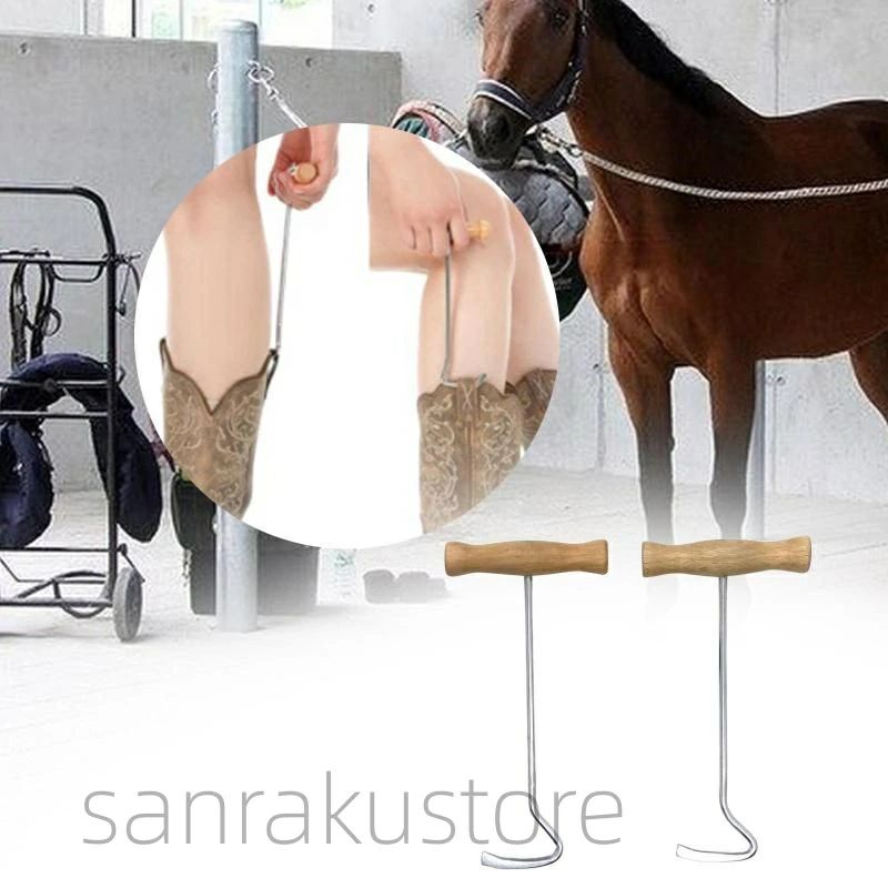 木製のハンドル付き2ピース/個ロングブートフック簡単な取り扱い馬のブーツプル