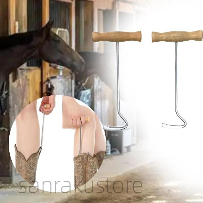 木製のハンドル付き2ピース/個ロングブートフック簡単な取り扱い馬のブーツプル