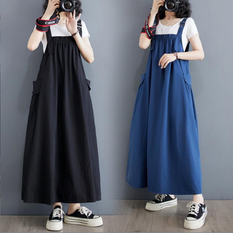 Startlineの期間限定綿麻ワンピース レディース リネンワンピース サロペット ワンピース スカートデニム ワンピ ロングワンピース ジャンパースカート ワンピ デニムAライン オーバーオール サロペット サロペ スリット 体型カバー 大きいサイズ韓国ファッション大人 可愛いゆったり｜アングル2