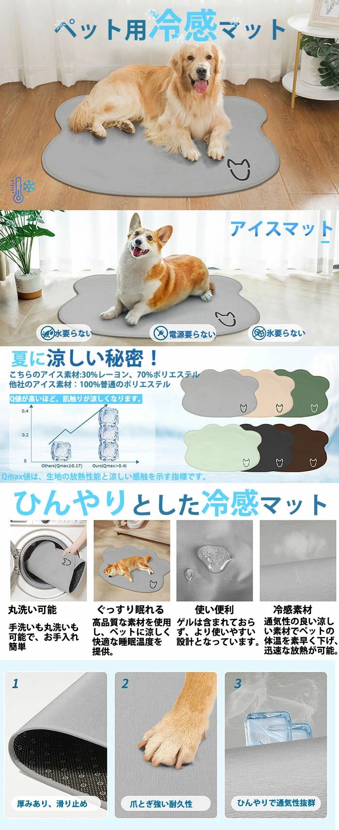 柔らかい 涼感 暑さ対策 犬 猫ベッド クッション ペットベッド 中型犬 小型犬 猫用...