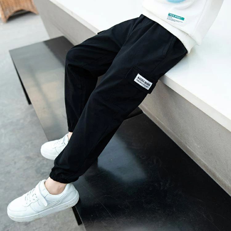 Startlineの子供服 カーゴパンツ 男の子 ロングパンツ キッズ ジュニア ジョガーパンツ カジュアルパンツ ワークパンツ 春夏秋冬 スウェットパンツ サルエルパンツ 小学生 イージーパンツ 長ズボン ボ 虫除け パンツ ウエストゴム 裾ゴム 迷彩｜アングル2
