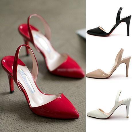 乐天商城 - バックストラップ付き パンプス レディース ハイヒール 美脚パンプス 9cm ポインテッドトゥ ピンヒール 結婚式 フォーマル パーティ サンダル春夏