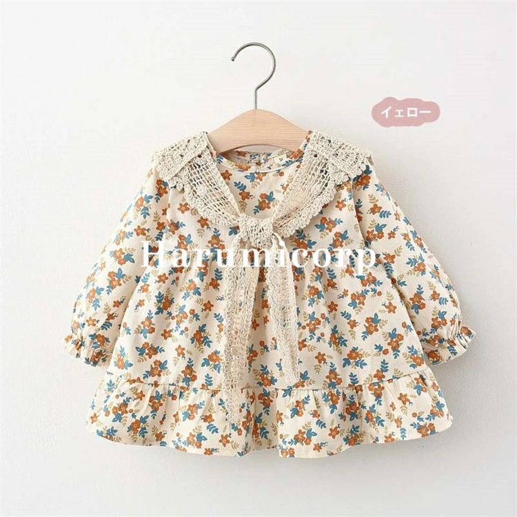 Startlineのワンピース キッズ 春秋 女の子 73〜110cm ベビー服 長袖ワンピース 子供服 花柄ワンピース 結婚式 子ども服 新生児 赤ちゃん おしゃれ かわいい 七五三 入学 入園 保育園 幼稚園 誕生日 出産お祝い プレゼント お姫様 1歳 2歳 3歳｜アングル3