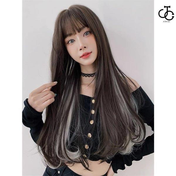 Startlineのウィッグ セミロング ミディアム かつら フルウィッグ 自然ウイッグ レディース ストレート コスプレ変装 仮装 メッシュ パーティー カール｜アングル3