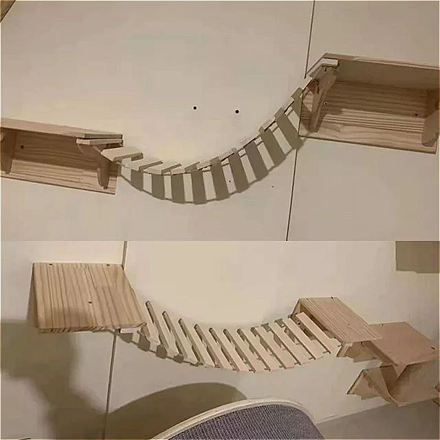 Startlineの猫 のためのさまざまなサイズの 猫 の橋 ロープ 猫 の はしご ペット の 家具 子猫 の おもちゃ 木の塔猫用階段梯子、創造的キャットウォーク、キャットタワー 木製、室内猫グッズ、猫ベッド、キャット タワー、猫の活動スペースをアップ、休憩と遊び場、ストレス解消｜アングル3