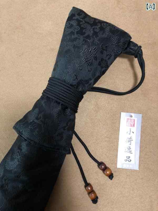横笛 袋 ケース 釣り竿 刀 剣 尺八 古風 南箏 黒 花柄 楽器 竹笛 保護 カバー 持ち...