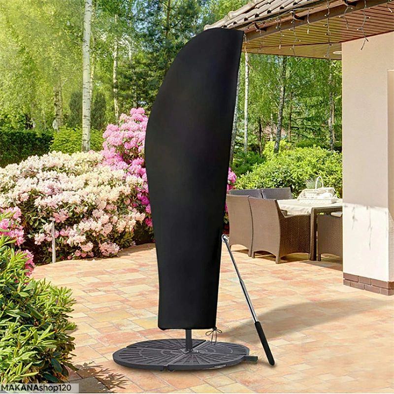 【商品仕様】：3サイズ：高さ205CM,高さ265CM,高さ280CM。伸縮ロッド縦：13cm。「パッケージ内容」パラソルカバー*1、収納袋*1、伸縮ロッド*1。撥水材質を使用します。軽く、通気性よく、縮まなく、変色しなく、長持ちします。 【防水性、耐久性】：パラソルカバーは耐酸性、耐アルカリ性、耐引裂性、防水性で、悪天候や日光からパラソルを保護します。ガーデンパラソルを夏の強い日差しや大雨、冬の雪、鳥の糞、木液などの汚れから守って、寿命を延ばします。オールシーズン使用可能なパラソルカバー。 【420D ポリエステル】：表地は厚手の420Dオックスフォード生地を採用しておりますので、内側にシルバーコーティング、日差し、熱気、冷気、汚れに非常に強いです。耐熱、防水、UVカット加工済みで、長くご使用いただけます。 【取り付け簡単】：取り付け取り外しは非常に簡単な設計ですので、誰でも簡単にご使用いただけます。サイドにはファスナーが付いておりますので、大きいパラソルでも着脱がスムーズに行えます。また、パラソルカバーが汚れた場合は丸洗いできますので洗って天日干しをすることで清潔感を保つことができます。 【収納袋付き】：専用の収納袋付きですので、使わないときは畳んで収納しておけます。軽量でコンパクトなタイプですから、持ち運び便利です。ハンギングパラソルに適しています。また、オールシーズン使用可能です。