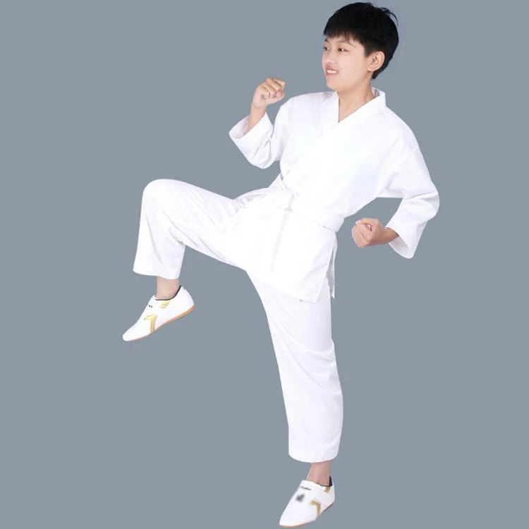Startlineの子供 中学生 空手着 セット 大人 100-180cm 白帯 空手衣 3点セット 空手道着 空手 ジュニア 初心者 道着 男女兼用 空手スーツ 子ども 授業用 練習用 入門者向け 合気道 柔道授業 柔道着 道衣 フルコンタクト 上下＋帯｜アングル2