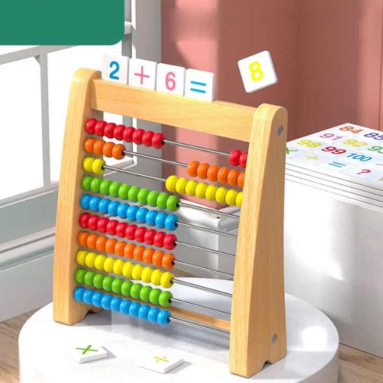 Startlineの100玉そろばん 数字カード付き 百玉そろばん 百たま 算数 計算 学習 算盤 知育玩具 家庭学習 学習塾 幼稚園 幼児 小学生 低学年 おもちゃ ソロバン 木のおもちゃ 玩具 カラフル 男の子 女の子 足し算 引き算 掛け算 教材 子供の日 教具 5歳 4歳 クリスマス プレゼント｜アングル2