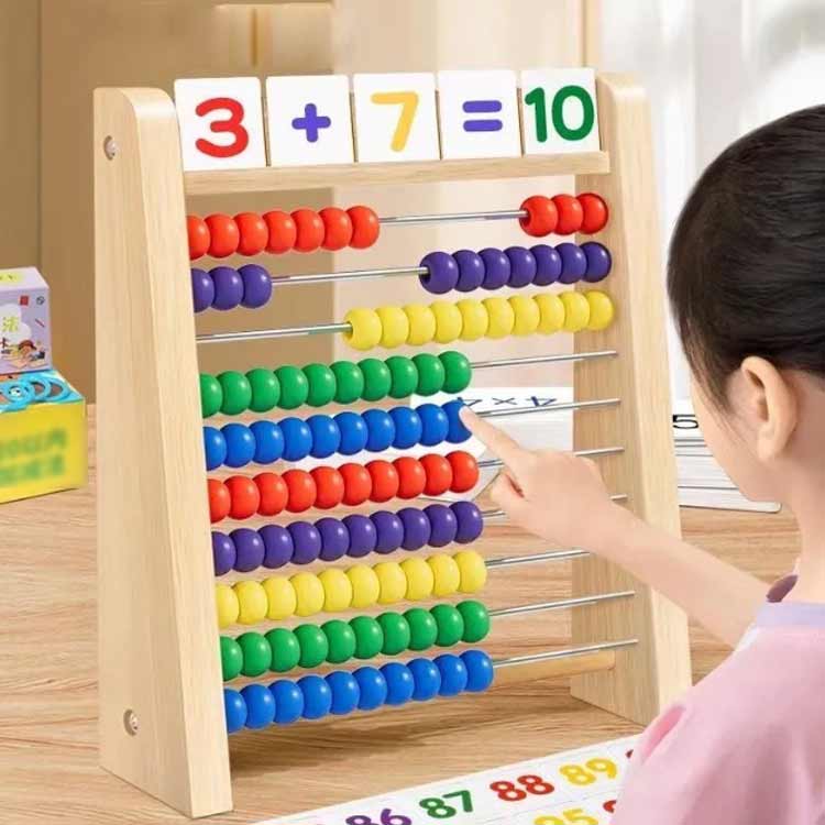 Startlineの100玉そろばん 数字カード付き 百玉そろばん 百たま 算数 計算 学習 算盤 知育玩具 家庭学習 学習塾 幼稚園 幼児 小学生 低学年 おもちゃ ソロバン 木のおもちゃ 玩具 カラフル 男の子 女の子 足し算 引き算 掛け算 教材 子供の日 教具 5歳 4歳 クリスマス プレゼント｜アングル3