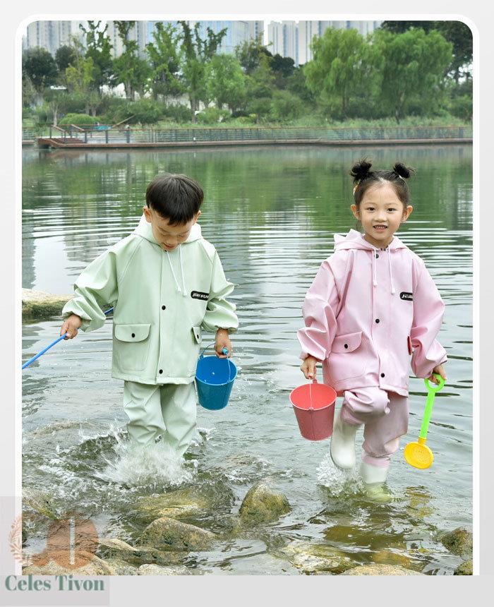 【2点セット】子供 プレイウェア 防水 防風 防汚 調節可能 お砂場着 胴長 オーバー...
