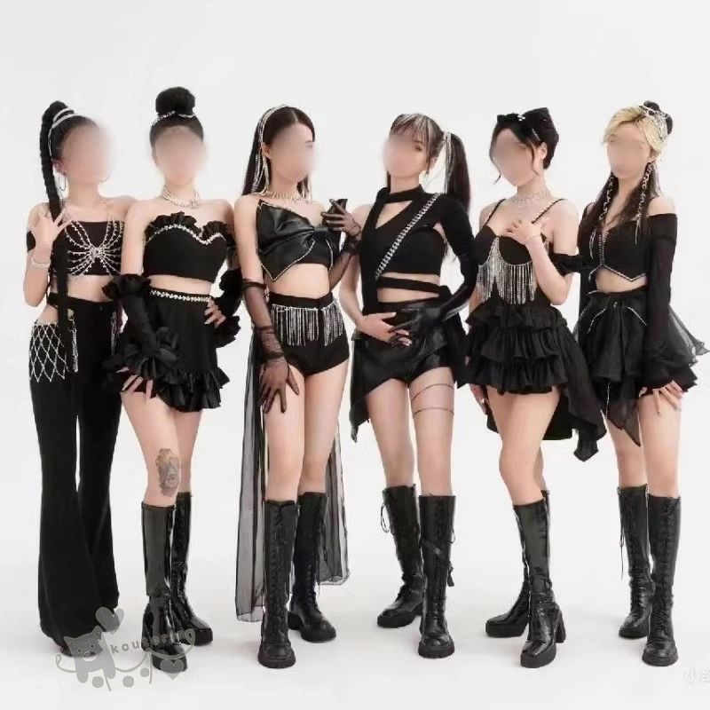 乐天商城 - k-pop 衣装 黒 ダンス衣装 セットアップ 大人 レディース 韓国 アイドル 衣装 タンクトップ へそ出し 肩出し スカート ダンス衣装 K-POP レディース 応援団 高校生 チーム 練習着 ギャル服 チアガール ステージ衣装 ジャズダンス hiphop ヒップホップ 原宿系 送料無料