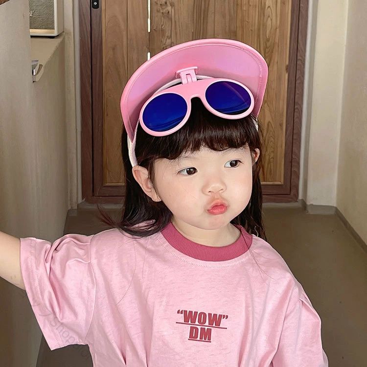 キッズサンバイザー 帽子 バイザーハット キッズサングラス 可愛い キャップ 紫外...