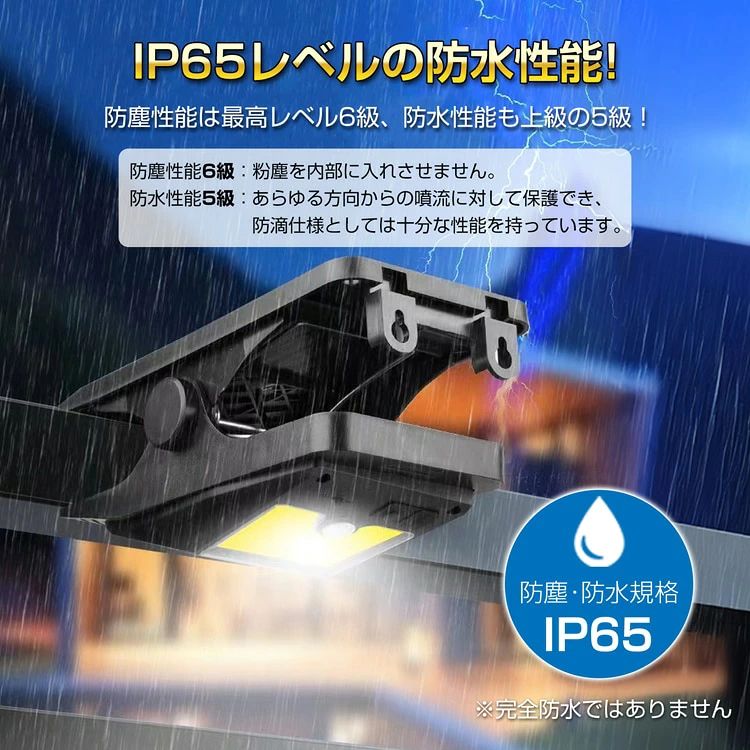 ソーラーライト クリップ式 屋外 防水 人感センサー IP65防水・防塵 ソーラー充電 ...