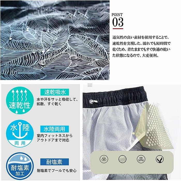 Startlineのサーフパンツ サーフパンツ 吸水速乾 水着 メンズ 水着 おしゃれ 水陸両用 ハーフパンツ メンズ 海水パンツ 海パン スイムウェア 大きいサイズ 海外旅行 uvカット ビーチパンツ 男性用 水着 水陸両用 ボードショーツ プール メンズ 海水浴 インナー付 サーフパンツ 旅行｜アングル3