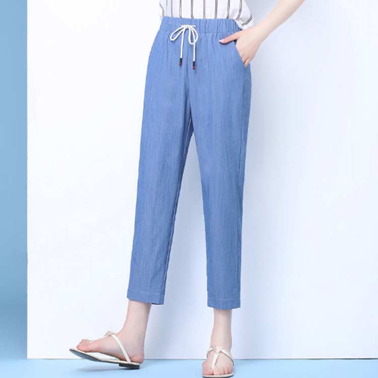 Startlineのデ 薄手 吸汗速乾 アイスシルクパンツ 夏 春 9分丈 7分丈 クロップドパンツ 涼しい ひんやり デニムパンツ 接触冷感 丈が選べる｜アングル2