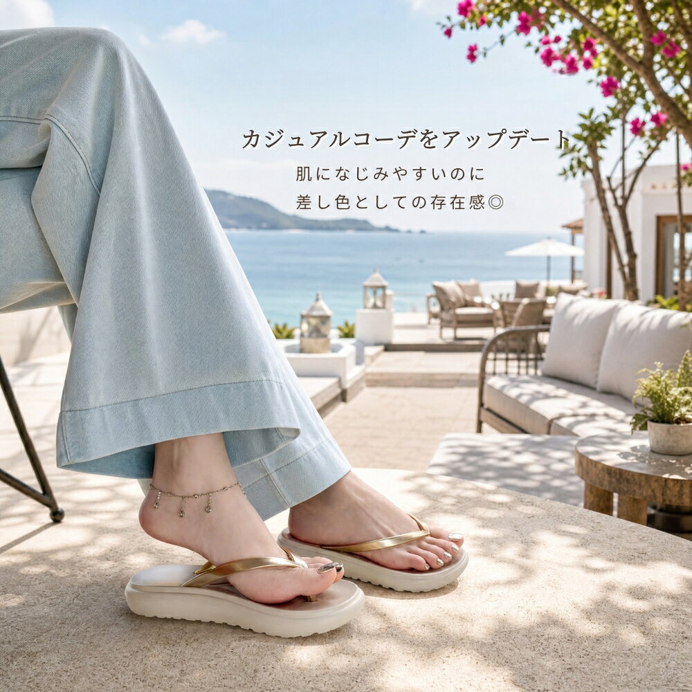 ビーチサンダル レディース トングサンダル レディース スリッパ 厚底 ビーサン 衝...